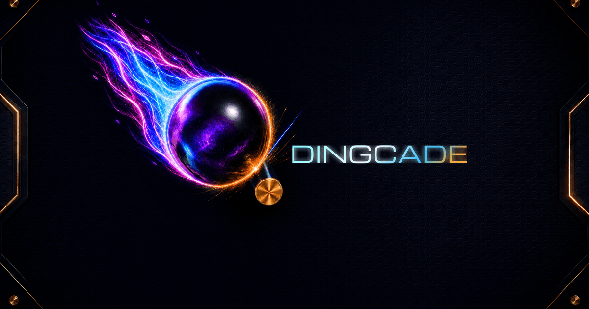 Dingcade neon marble and wordmark